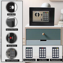 Load image into Gallery viewer, Yuanshikj Electronic Deluxe Digital Security Safe Box Key Keypad Lock Home Office Hotel Business Jewelry Gun Cash Use Storage money (Black 1)
