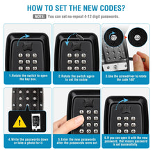 Load image into Gallery viewer, BKNOOU Key Lock Box Wall Mount with Code, Key Lock Box for Outside, Waterproof Key Safe Extra Large Lockbox for Keys Outdoor, 12-Digit Combination Key Storage Box Spare Key Hider for Home Garage
