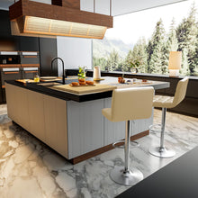 Load image into Gallery viewer, Homall Bar Stools Modern PU Leather Adjustable Swivel Barstools, Armless Hydraulic Kitchen Counter Bar Stool Extra Height Square Island Barstool with Back Set of 2 (Leather, Beige)
