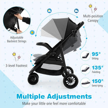 Load image into Gallery viewer, BABY JOY Jogging Stroller, Jogger Travel System with 5-Point Safety Harness, Adjustable Canopy/Backrest/Footrest, Storage Basket &amp; Pocket, Lightweight Baby Stroller for Newborn Toddlers (Black)
