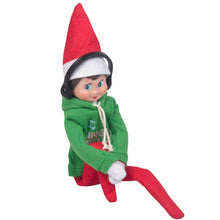 Load image into Gallery viewer, Elf On The Shelf Boy with Jingle Jam Hoodie Set - Blue Eyed Boy Elf Doll with Book and Hoodie with DJ Headphones - Customize Your Elf with Unique DJ Spinning Holiday Tunes - Elf Figure Clothing Pack

