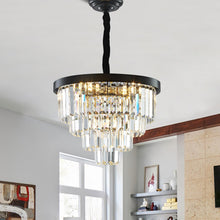 Load image into Gallery viewer, ZSMINGHUI Modern Crystal Chandelier Black Crystal Chandelier Round Top 16&quot; Suspension Ceiling Light 4 Tier K9 Crystal Chandelier 5 Lights Dining Room Living Room Bedroom
