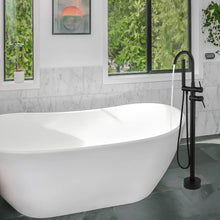 Load image into Gallery viewer, FGKQ Free Standing Tub Faucet Matte Black Floor Mounted Bathroom Bathtub Faucet Set with Hand Shower, 2 Handle Tub Filler

