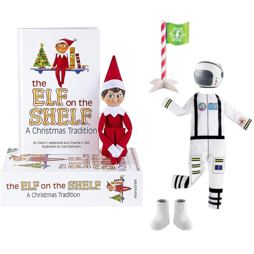The Elf on the Shelf: A Christmas Tradition Boy Scout Elf (Blue Eyed) with Claus Couture Collection Clausmonaut Astronaut Accessory (Multi-Item Bundle)