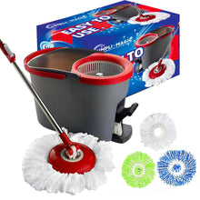 Load image into Gallery viewer, SIMPLI-MAGIC 79349 Spin Mop Cleaning System with 3 Microfiber Mop Heads, Red/GRAY,Red/Black
