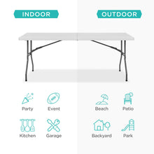 Load image into Gallery viewer, Best Choice Products 6ft Plastic Folding Table, Indoor Outdoor Heavy Duty Portable w/Handle, Lock for Picnic, Party, Camping - White

