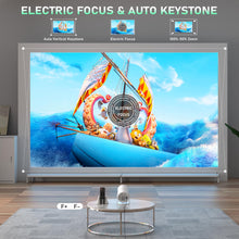 Load image into Gallery viewer, [Electric Focus] Mini Projector with Android System, XuanPad Portable Projector with WiFi 6 and Bluetooth, Auto Vertical Correction, FULL HD 1080P, 180°Rotatable Outdoor Movie Projector for Phone
