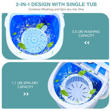Load image into Gallery viewer, COSTWAY Mini Portable Washing Machine, 5.5 lbs Washing Capacity, Compact Laundry Washer with Durable Design, Single Tub, Rotary Controller, Small Washer Machine for Home Apartment Dorms and RV, Blue
