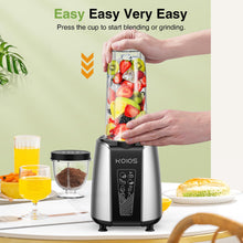 Load image into Gallery viewer, KOIOS Smoothie Blender, Max 1000w Personal Blender for Shakes and Smoothies, 12Pcs Coffee Grinder and Countertop Blenders Combo for Kitchen, Portable Smoothie Blenders with 2x22 oz To-Go Cups, Non-BPA
