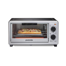 Load image into Gallery viewer, Proctor Silex 4 Slice Countertop Toaster Oven, Multi-Function with Bake, Toast and Broiler, 1100 Watts, 30 min timer and auto-shutoff, Includes Backing Pan and Rack, Black and Silver (31260)
