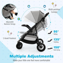 Load image into Gallery viewer, BABY JOY Jogging Stroller, Jogger Travel System with 5-Point Safety Harness, Adjustable Canopy/Backrest/Footrest, Storage Basket &amp; Pocket, Lightweight Baby Stroller for Newborn Toddlers (Gray)
