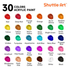 Load image into Gallery viewer, 66 Pack Acrylic Paint Set, Shuttle Art Acrylic Painting Set with 30 Colors Acrylic Paint, Wooden Easel, Painting Canvas, Paint Brushes, Palettes, Art Painting Supplies for Kids Adults Beginner Artists
