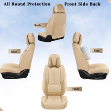 Load image into Gallery viewer, Coverado Universal Seat Covers Full Set, 5 Seats Universal Seat Covers for Cars, Waterproof NAPPA Leather Car Seat Covers with Head Pillow, Auto Protectors Fit for Most Sedans SUV Pick-up Truck, Beige
