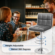 Load image into Gallery viewer, Homall Bar Stools Modern PU Leather Adjustable Swivel Barstools, Armless Hydraulic Kitchen Counter Bar Stool Extra Height Square Island Barstool with Back Set of 2 (Leather, Deep Gray)
