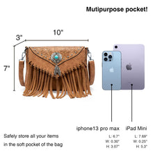 Load image into Gallery viewer, LAVAWA Small Crossbody Bags for Women Crossbody Handbag Fringe Purse Tassel Shoulder Bag Turquoise Concho Wallet
