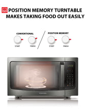 Load image into Gallery viewer, TOSHIBA ML-EM45P(BS) Countertop Microwave Oven with Smart Sensor and Position Memory Turntable, Function, 1.6 Cu.ft 13.6&quot; Removable Black Stainless Steel, 1200W
