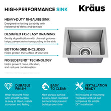 Load image into Gallery viewer, KRAUS Fairlane 15-inch Undermount Single Bowl 18-Gauge Stainless Steel Kitchen Bar Sink, KHU631-15
