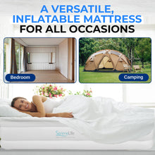 Load image into Gallery viewer, SereneLife Luxury Full Size Air Mattress with Built-in High-Speed Pump, Plush Blow-Up Inflatable Airbed w/ Enhanced Support Coils &amp; Adjustable Firmness - Double Bed for Home, Guests, or Camping (Gray)

