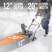 Load image into Gallery viewer, Litheli 2X20V Cordless Snow Blower, 20 Inch Snow Thrower with 4.0Ah Battery, Electric Snow Blowers with LED Spotlight and Brushless Motor for Walkways and Driveways
