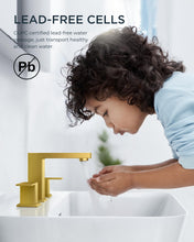 Load image into Gallery viewer, Gold Bathroom Faucet, FORIOUS Brushed Gold Bathroom Faucets with Pop Up Drain and CUPC Hose, 8 Inch Widespread Bathroom Faucet, Two Handle Bathroom Faucet 3 Hole, Faucets for Bathroom Sink for 6-12&quot;

