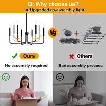 Load image into Gallery viewer, Black Chandelier, 6-Light Farmhouse Chandelier for Dining Room Lighting Fixtures Hanging, Dining Light Fixtures Industrial Modern Chandelier for Bedroom, Foyer, Hall, Kitchen, Living Room and Entryway
