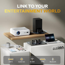 Load image into Gallery viewer, Aurzen EAZZE D1 Smart Projector with WiFi and Bluetooth, Netflix-Officially-Licensed, Auto Focus &amp; Keystone, DoIby Audio, Zoom, Native 1080P Movie, Portable Outdoor Mini Projector, White
