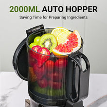 Load image into Gallery viewer, AMZCHEF Cold Press Juicer, 5.3&quot; Self-Feeding Juicer Machines for Whole vegetable &amp; fruit, Masticating Juicer Easy to Clean, High Juice Yield, Large Auger, Triple Strainers, Black
