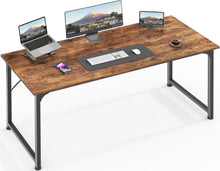 Load image into Gallery viewer, Huuger Computer Desk, 55 Inch Office Desk, Gaming Desk with Storage, Writing Desk Work Desk for Home Office, Study, Modern Simple Desk, Large Legroom, Metal Frame, Rustic Brown
