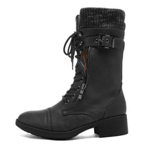 Load image into Gallery viewer, DREAM PAIRS Women&#39;s Amazon Black Mid Calf Combat Riding Boots Size 8.5 M US
