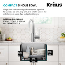 Load image into Gallery viewer, KRAUS Fairlane 15-inch Undermount Single Bowl 18-Gauge Stainless Steel Kitchen Bar Sink, KHU631-15
