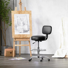 Load image into Gallery viewer, SUPERJARE Drafting Chair with Back, Adjustable Foot Rest Rolling Stool, Multi-Purpose Office Desk Chair, Thick Seat Cushion for Home Bar Kitchen Shop - Black
