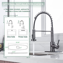 Load image into Gallery viewer, WEWE Black Stainless Kitchen Faucet, Faucet for Kitchen Sink with Pull Down Sprayer Gray Matte Gun Black Kitchen Faucet with Deck Plate Stainless Steel Farmhouse Commercial Single Handle Sink Faucet
