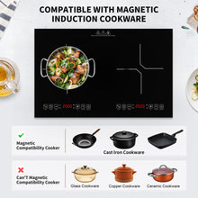 Load image into Gallery viewer, VBGK Double Induction Cooktop,110V 4000W Electric burner,2 burner Hot Plate LED Sensor Touch Energy-Saving induction stove top with Child Safety Lock &amp; Timer 2 burner induction cooktop
