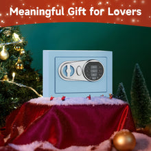 Load image into Gallery viewer, Goldenkey Small Safe Box for Money, Digital Safe Box with Keys&amp;Code for Cash and Coin, Mini Safe for Kids Personal Items for Home, 6.69&quot;D x 9.05&quot;W x 6.69&quot;H, 0.236 Cu.Ft.
