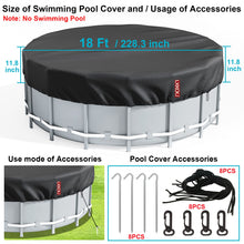 Load image into Gallery viewer, LXKCKJ 18 Ft Round Pool Cover, Solar Pool Covers for Above Ground Pools, Winter Pool Cover Protector with Pool Accessories, PE Tarp Ideal for Waterproof and Dustproof (Black)
