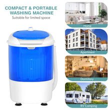 Load image into Gallery viewer, COSTWAY Mini Portable Washing Machine, 5.5 lbs Washing Capacity, Compact Laundry Washer with Durable Design, Single Tub, Rotary Controller, Small Washer Machine for Home Apartment Dorms and RV, Blue
