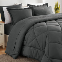 Load image into Gallery viewer, CozyLux Queen Bed in a Bag 7-Pieces Comforter Sets with Comforter and Sheets Dark Grey All Season Bedding Sets with Comforter, Pillow Shams, Flat Sheet, Fitted Sheet and Pillowcases
