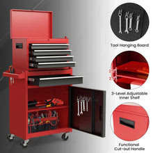 Load image into Gallery viewer, Goplus Rolling Tool Chest, 5-Drawer Tool Box Organizer w/Lockable Wheels &amp; Sliding Drawers &amp; Detachable Top &amp; Adjustable Shelf, Tool Storage Cabinet for Garage Workshop (Red+Black)
