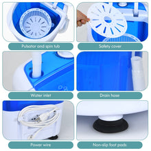 Load image into Gallery viewer, COSTWAY Mini Portable Washing Machine, 5.5 lbs Washing Capacity, Compact Laundry Washer with Durable Design, Single Tub, Rotary Controller, Small Washer Machine for Home Apartment Dorms and RV, Blue
