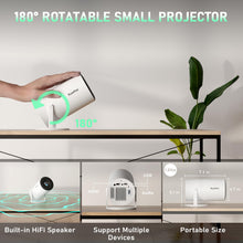 Load image into Gallery viewer, [Electric Focus] Mini Projector with Android System, XuanPad Portable Projector with WiFi 6 and Bluetooth, Auto Vertical Correction, FULL HD 1080P, 180°Rotatable Outdoor Movie Projector for Phone

