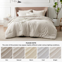 Load image into Gallery viewer, Bedsure Queen Comforter Set - Beige Comforter Queen Size, Soft Bedding for All Seasons, Cationic Dyed Bedding Set, 3 Pieces, 1 Comforter (90"x90") and 2 Pillow Shams (20"x26"+2")
