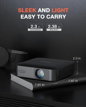 Load image into Gallery viewer, 【360°Adjustable Stand &amp; Auto Focus/Keystone】Mini Projector with WiFi and Bluetooth, 550ANSI Native 1080P Portable Outdoor Movie Projector, VOPLLS Home Projector 4K Support for HDMI/USB/AV/Phone/Laptop
