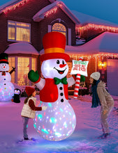 Load image into Gallery viewer, 8ft Christmas Inflatable Outdoor Decoration Snowman, Gentleman Snowman Holding Sign Welcoming Guest, Built-in Rotating Disco Light, Blow Up Outside Decor for Xmas Holiday Lawn Yard Garden
