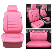 Load image into Gallery viewer, CAR PASS Pink Leather Seat Covers Full Set Universal Water Resistant 3D Foam Back Support, Luxury Comfort Automotive 5 Seat Covers All Season Fit SUV,Sedan,Van, Airbag Compatible Elegance Pink
