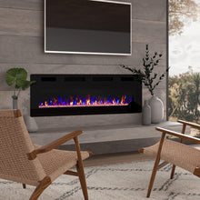 Load image into Gallery viewer, BOSSIN 72 inch Ultra-Thin Silence Linear Electric Fireplace, Recessed Wall Mounted Fireplace, Fit for 2 x 4 and 2 x 6 Stud, 12 Adjustable Flame Color &amp; Speed,Touch Screen Remote Control with 8h Timer

