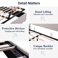 Load image into Gallery viewer, Allewie Queen Size Lift Up Storage Bed, Modern Wingback Headboard, No Box Spring Needed, Hydraulic Storage, Light Beige
