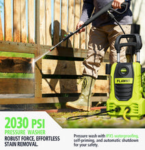 Load image into Gallery viewer, Electric Pressure Washer, 26 FT Hose Pressure Cleaner 2030 PSI with 4 Nozzles Tips,Surface Cleaning with Upgraded Swivel Joint for Car/Fences/Patios/Daily Needed Light Green
