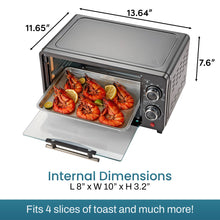 Load image into Gallery viewer, Elite Gourmet ETO490 9L/4 Slice Countertop Toaster Oven with 30-Minute Timer, Adjustable Temperature Control, Includes Baking Pan and Wire Rack, Bake, Broil, Toast, Black
