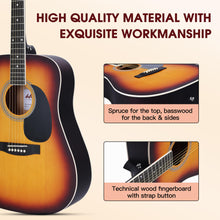 Load image into Gallery viewer, ADM Dreadnought Acoustic Guitar Kit with Free Lesson for Beginner Adult Teen Full Size Acustica Guitarra Starter Bundle Set w/Bag Strap Tuner Capo Pickguard Music Stand Right Hand(Sunburst, 41 Inch)
