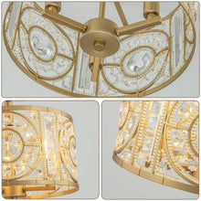 Load image into Gallery viewer, Zicbol Semi Flush Mount Chandelier for Dining Room, 3-Lights Vintage Crystal Round Chandelier, Gold Retro Semi-Flush Mount Ceiling Lights Fixture for Living Room Bedroom Kitchen Hallway Foyer
